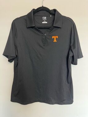⭐️ Cutter & Buck Black Polo with Orange 'T' Chest Logo Size 1X